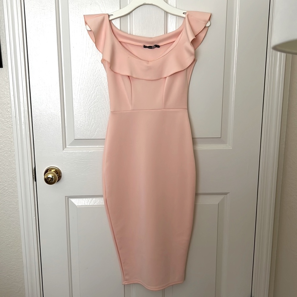 Boohoo Night Anne Frill Sweetheart Off Shoulder Midi Dress